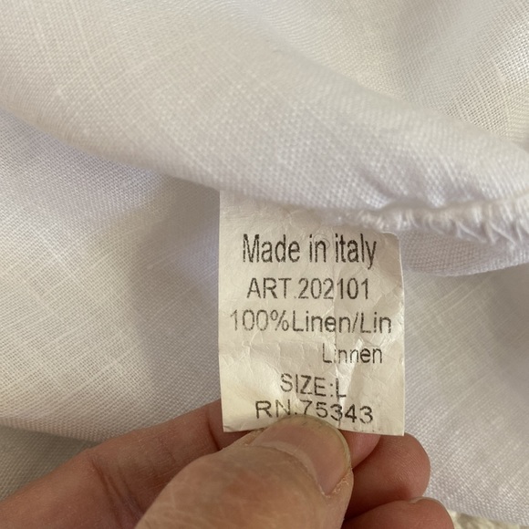 LUNGO L’ARNO 100% white linen top - Picture 10 of 11